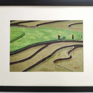 Hand-embroidered painting - Horizontal terraced field (big size)